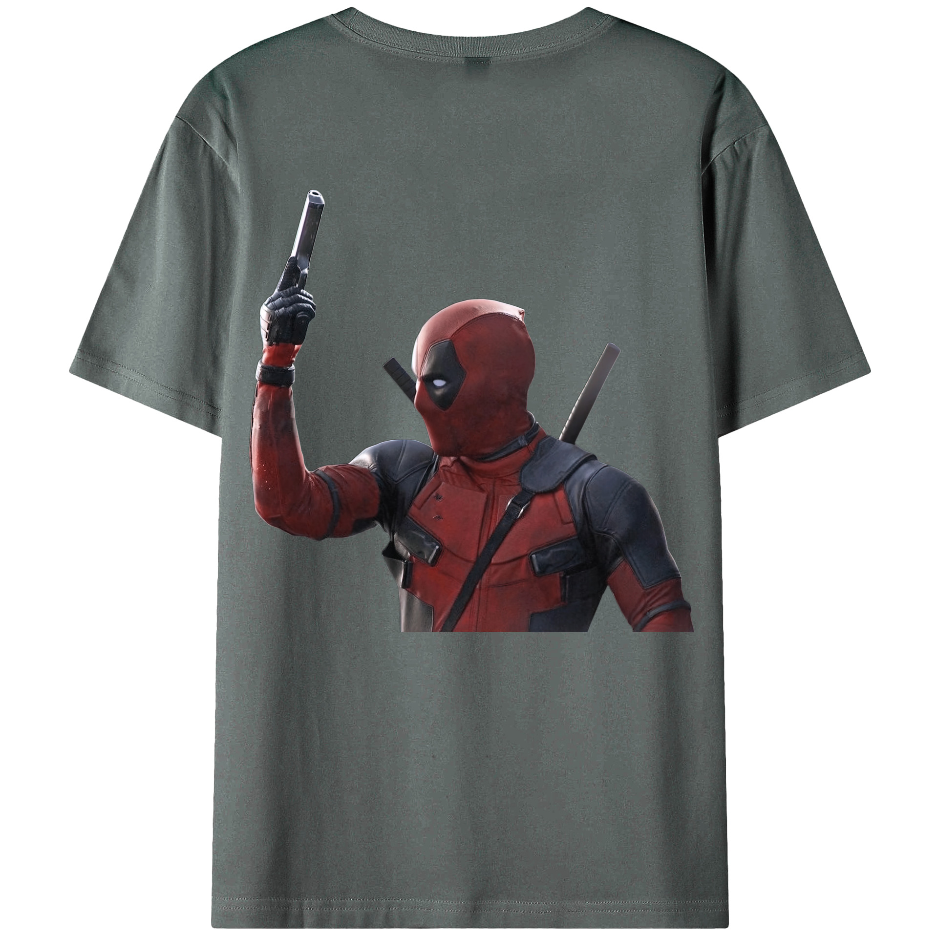 （画像用） Deadpool デッドプール 綿100％ メンズ半袖Tシャツ（バックプリント） 通気性
